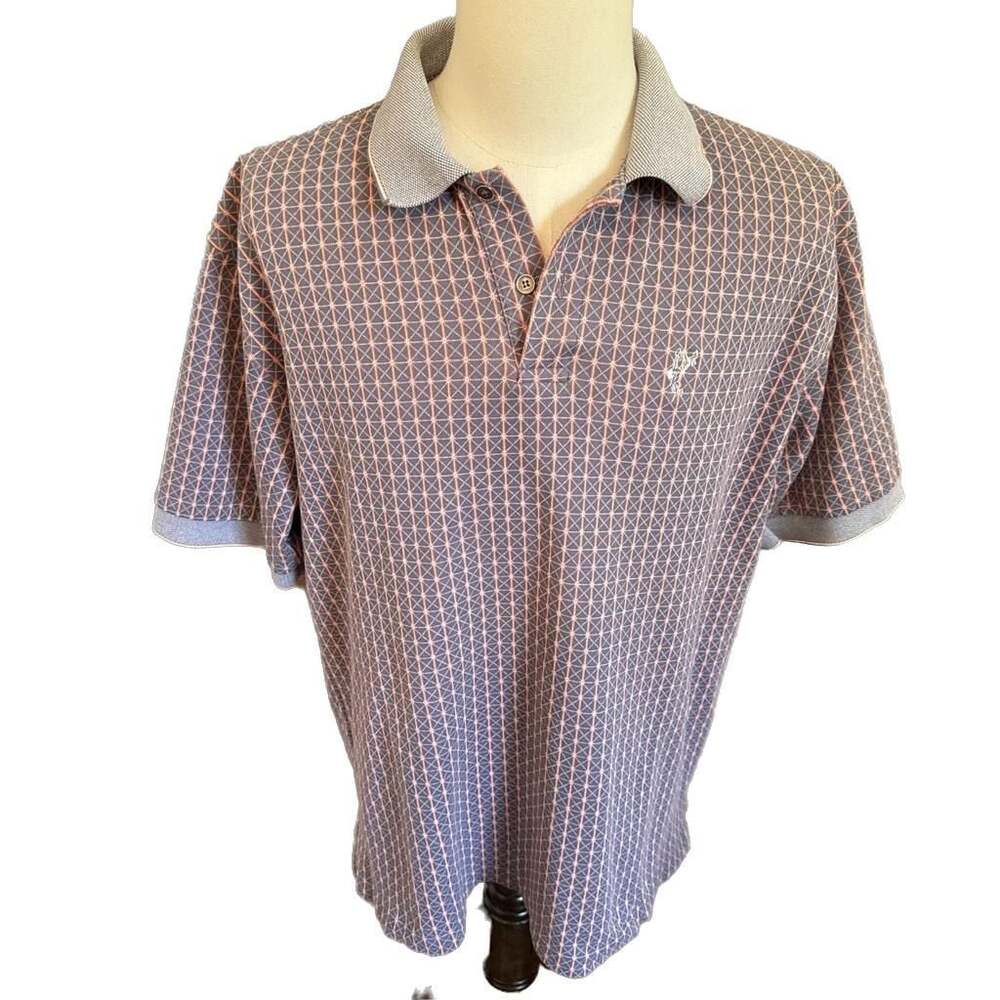 Vintage Ashworth Men's XL Geometric Print Polo Shirt Made in USA